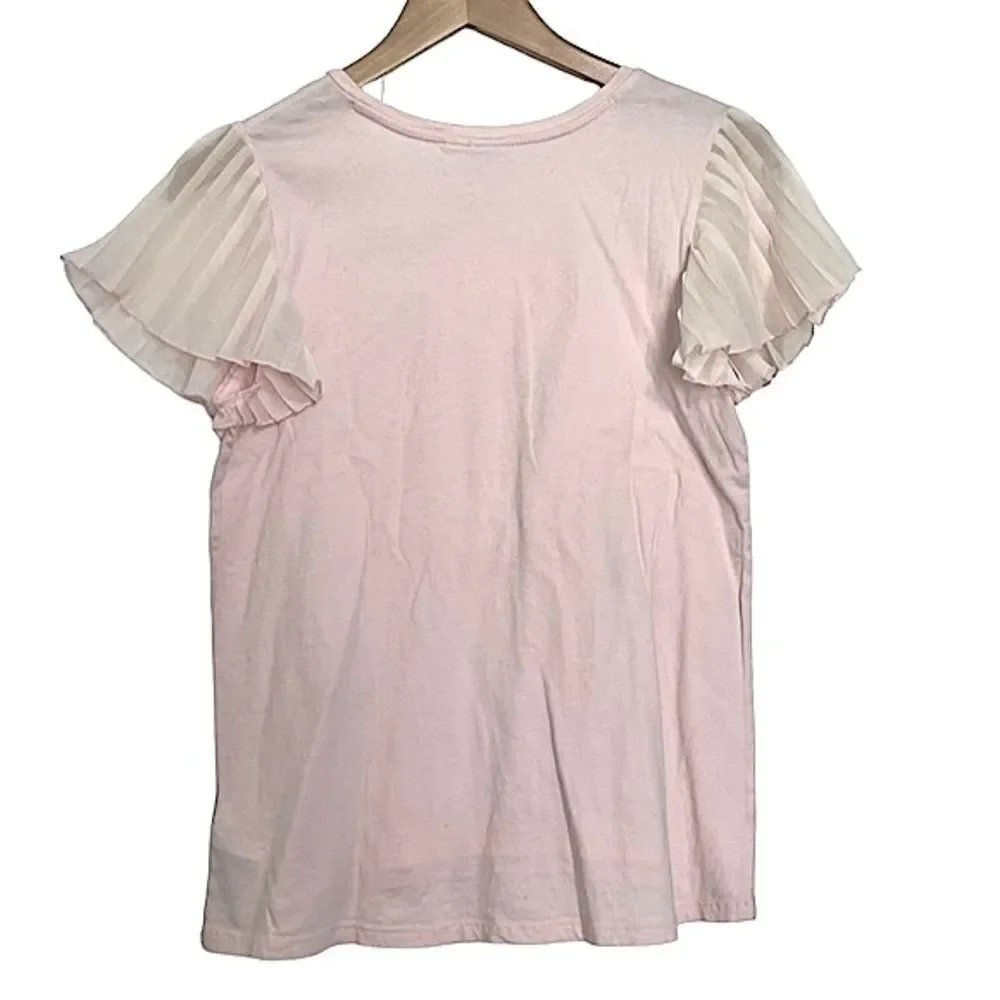🌴 Gap Kids Feminine Pleated Short Sleeve Top Girls XXL Pale Pink